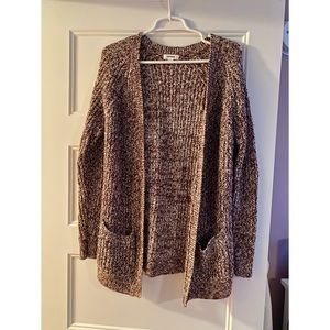 GARAGE Cranberry and white marled long cardigan